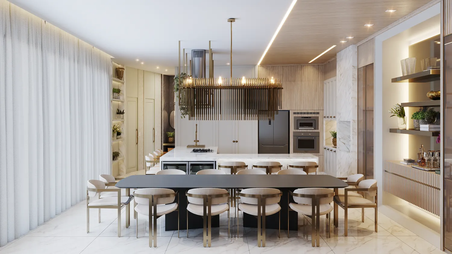 Render de espaço gourmet